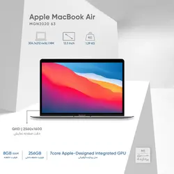 لپ تاپ اپل 13.3 اینچی مدل MacBook Air MGN63 2020 LLA