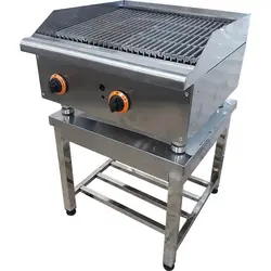 دستگاه پخت همبرگر ذغالی گریل صنعتی با میز شصت سانتیمتر