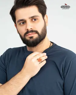 تیشرت آستین کوتاه یقه گرد آبی نفتی TS11053