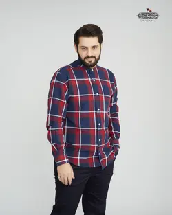 پیراهن پنبه چهارخانه یقه فرنچ کد PS21065