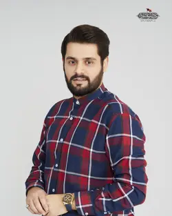 پیراهن پنبه چهارخانه یقه فرنچ کد PS21065