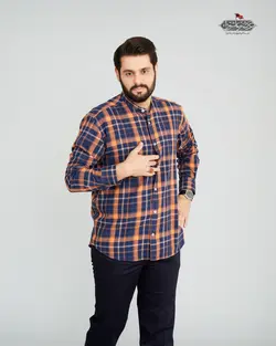 پیراهن پنبه چهارخانه یقه فرنچ کد PS21064