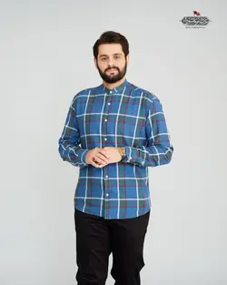 پیراهن پنبه چهارخانه یقه فرنچ کد PS21068