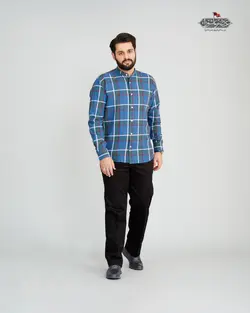 پیراهن پنبه چهارخانه یقه فرنچ کد PS21068