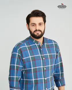 پیراهن پنبه چهارخانه یقه فرنچ کد PS21068