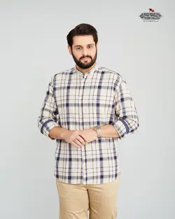 پیراهن پنبه چهارخانه یقه فرنچ کد PS21070