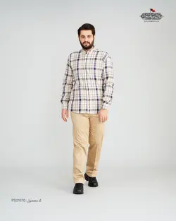 پیراهن پنبه چهارخانه یقه فرنچ کد PS21070