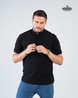 تیشرت جودون سه دکمه یقه آخوندی آستین کوتاه TS21065