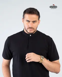 تیشرت جودون سه دکمه یقه آخوندی آستین کوتاه TS21065