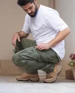 شلوار شش جیب کارگو یشمی SC12061