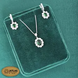 نیمست نقره جواهری زنانه رنگی مدل NO5