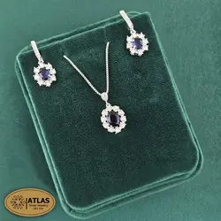 نیمست نقره جواهری زنانه رنگی مدل NO5