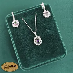 نیمست نقره جواهری زنانه رنگی مدل NO5