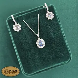 نیمست نقره جواهری زنانه رنگی مدل NO5