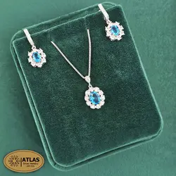 نیمست نقره جواهری زنانه رنگی مدل NO5