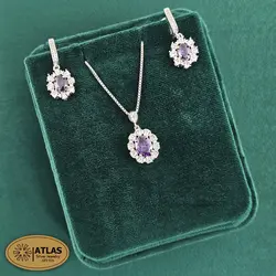 نیمست نقره جواهری زنانه رنگی مدل NO5