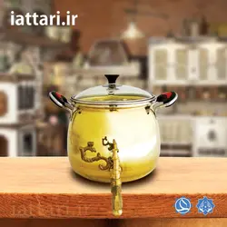 کتری برنجی 2/5 لیتری درب پیرکس کوره ای
