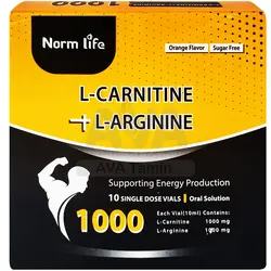 ویال ال کارنیتین و ال آرژنین نورم لایف بسته 10 عددی