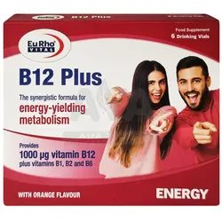 ویال خوراکی ویتامین B12 پلاس یوروویتال بسته 6 عددی