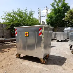 سطل زباله 1100 لیتری فلزی بدون درب مکعب