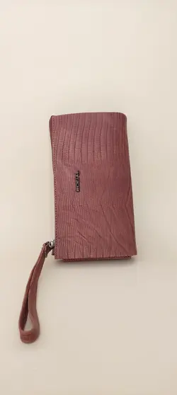 کیف‌ پول چرم گاوی طبیعی مردانه سرزیپ‌دار طرح لیزارد