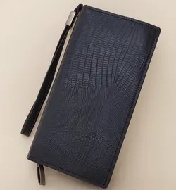 کیف پول زنانه چرمی دور زیپ‌دار لیزارد