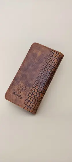 کیف پول مردانه چرم طبیعی طرح کروکو سنگی