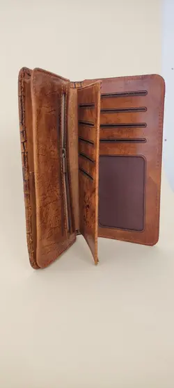 کیف پول مردانه چرم طبیعی طرح کروکو سنگی