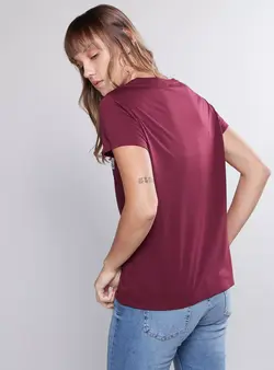 تیشرت یقه گرد زنانه آستین کوتاه تزیین شده با پولک سایز 44-46 برند مکس