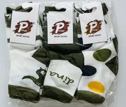 جوراب نخی بچگانه نیم ساق قانتزی طرح تمساح و توپ