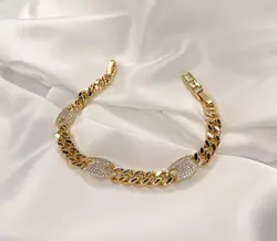 دستبند کارتیر زنانه زنجیری نگین دار ژوپینگ کد 10041