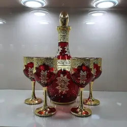 تنگ و گیلاس خوری طلاکوب قرمز