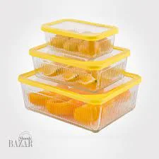 ست ظروف شیشه ای مستطیل شیاردار