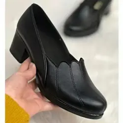کفش طبی زنانه پاشنه دار مدل خورشیدی رویه چرم