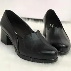 کفش طبی زنانه پاشنه دار مدل خورشیدی رویه چرم