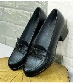 کفش اداری راحتی زنانه دخترانه طبی مشکی مدل پاپیونی