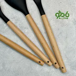 ست کفگیر ملاقه سیلیکون دسته بامبو