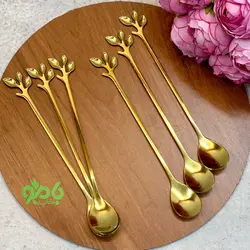 قاشق شربت برگ استیل طلایی