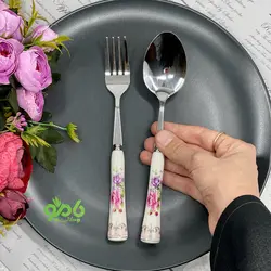 قاشق چنگال سرامیک گل رز