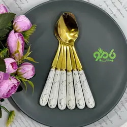 قاشق مربا خوری سرامیک ماربل طلایی