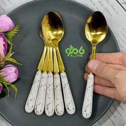 قاشق مربا خوری سرامیک ماربل طلایی