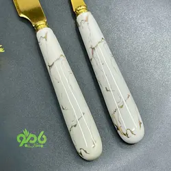 قاشق مربا خوری سرامیک ماربل طلایی