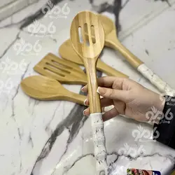 کفگیر و ملاقه های بامبو سرامیک سفید در 5مدل