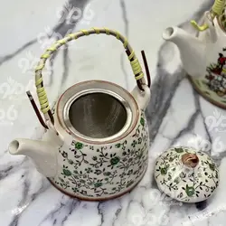 قوری سرامیکی دسته حصیری در 3سایز