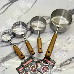 پیمانه استیل سیلور دسته چوبی شنگیا در 4سایز