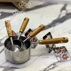 پیمانه استیل سیلور دسته چوبی شنگیا در 4سایز