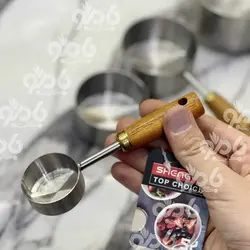 پیمانه استیل سیلور دسته چوبی شنگیا در 4سایز