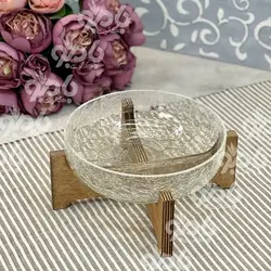 آجیل خوری چوبی شیشه آبگز پلای وود