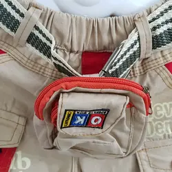 ست شلوارک کتان با کمربند و کیف کمری