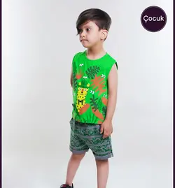تی شرت شلوارک پسرانه پلنگی